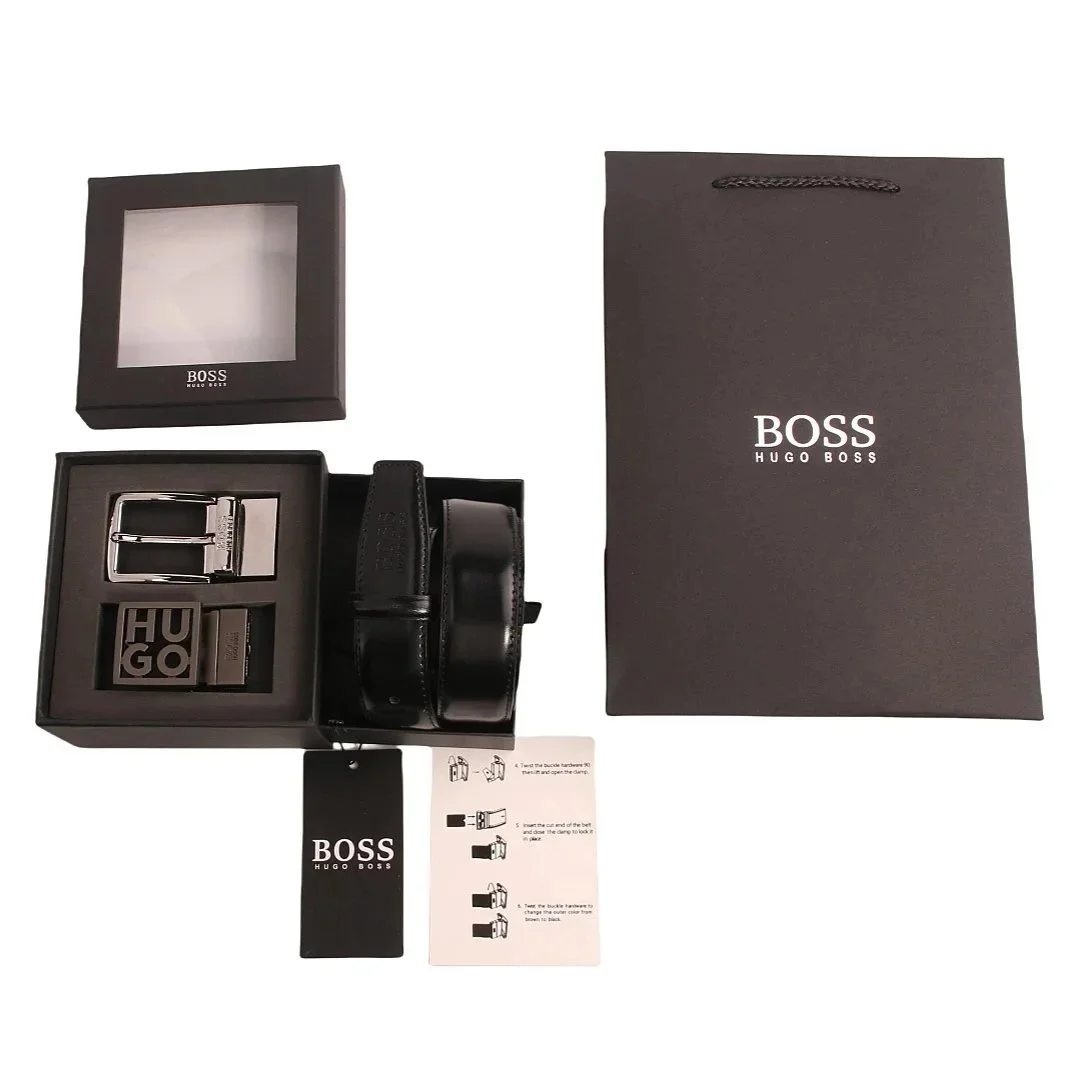 Hugo Boss Black Leather Belt Set