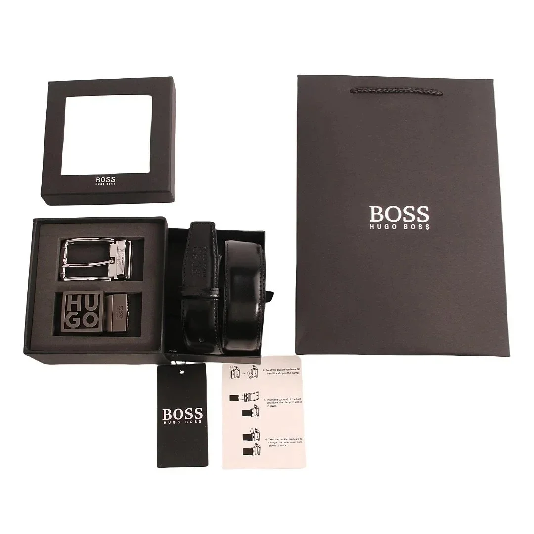 Hugo Boss Black Leather Belt Set