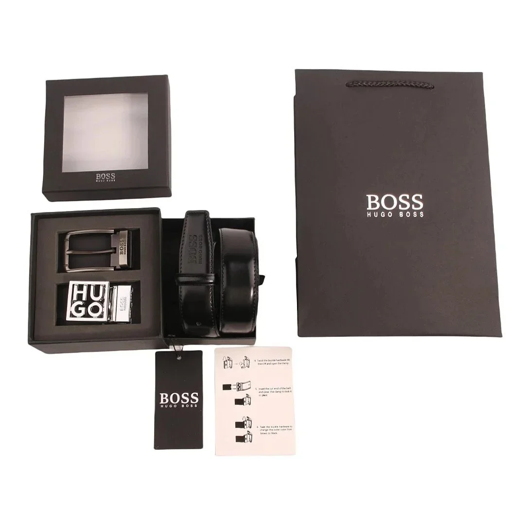 Hugo Boss Black Leather Belt Set