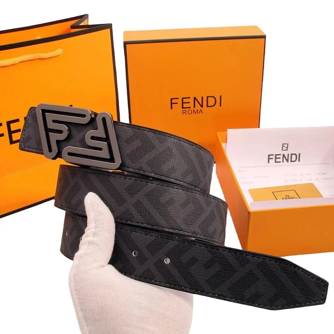 Fendi Iconic FF Buckle Belt Black Leather Belt