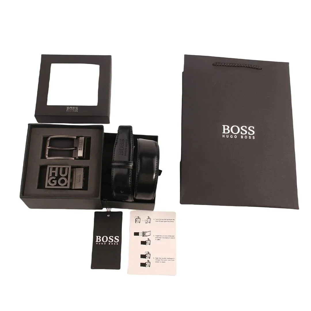 Hugo Boss Black Leather Belt Set