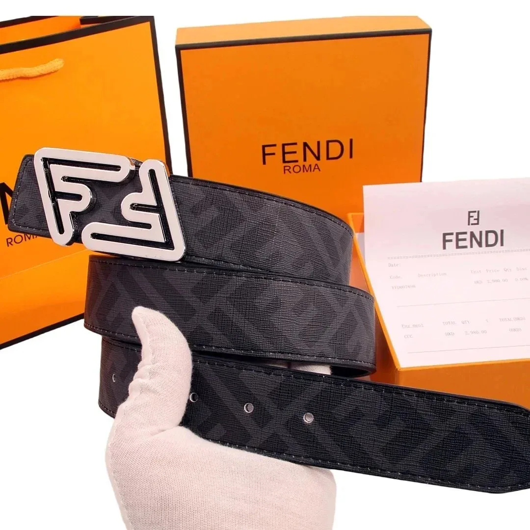 Fendi Iconic FF Logo Belt Black Leather Belt