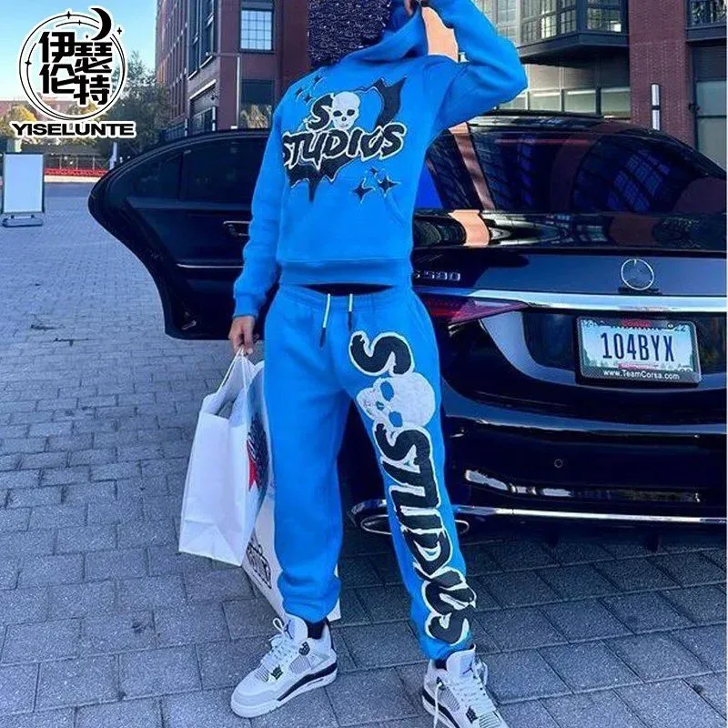 Yiselunte Studios Blue Skull Tracksuit Set
