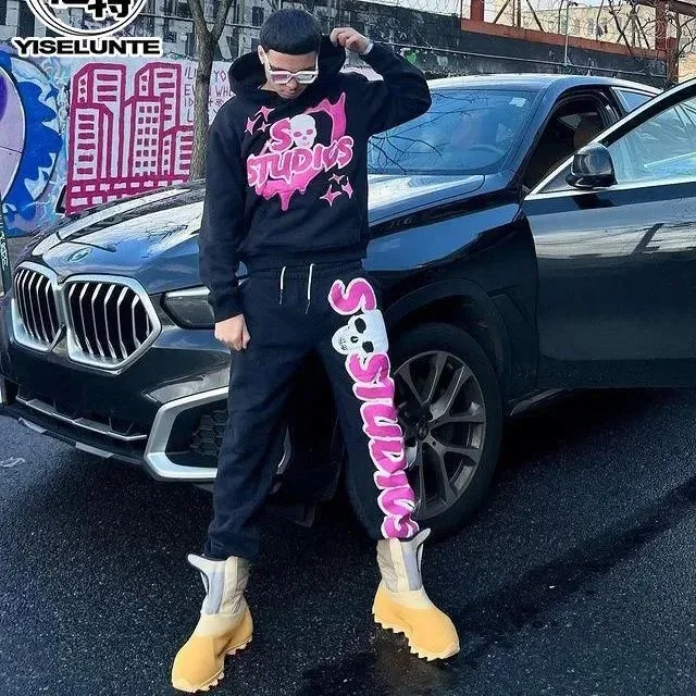 Yiselunte Studios Black Pink Skull Tracksuit