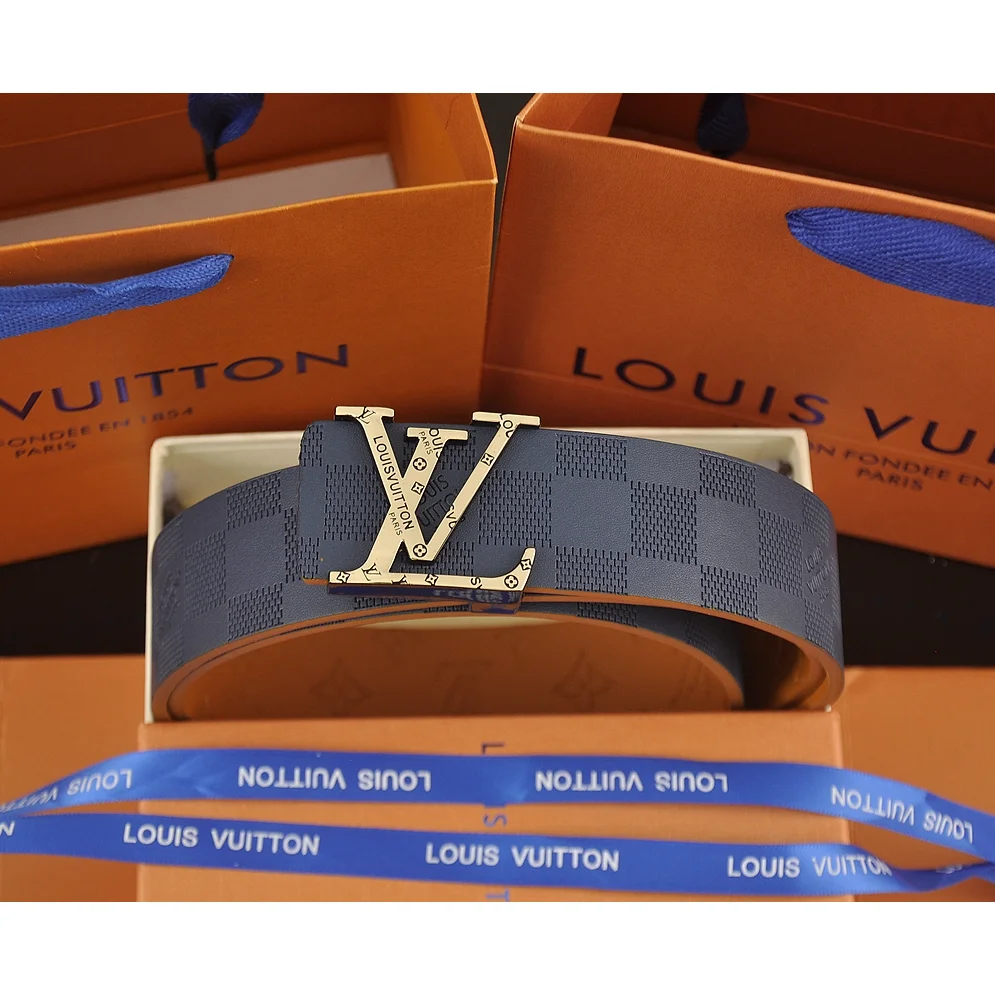 Louis Vuitton Damier Ebene Belt Blue
