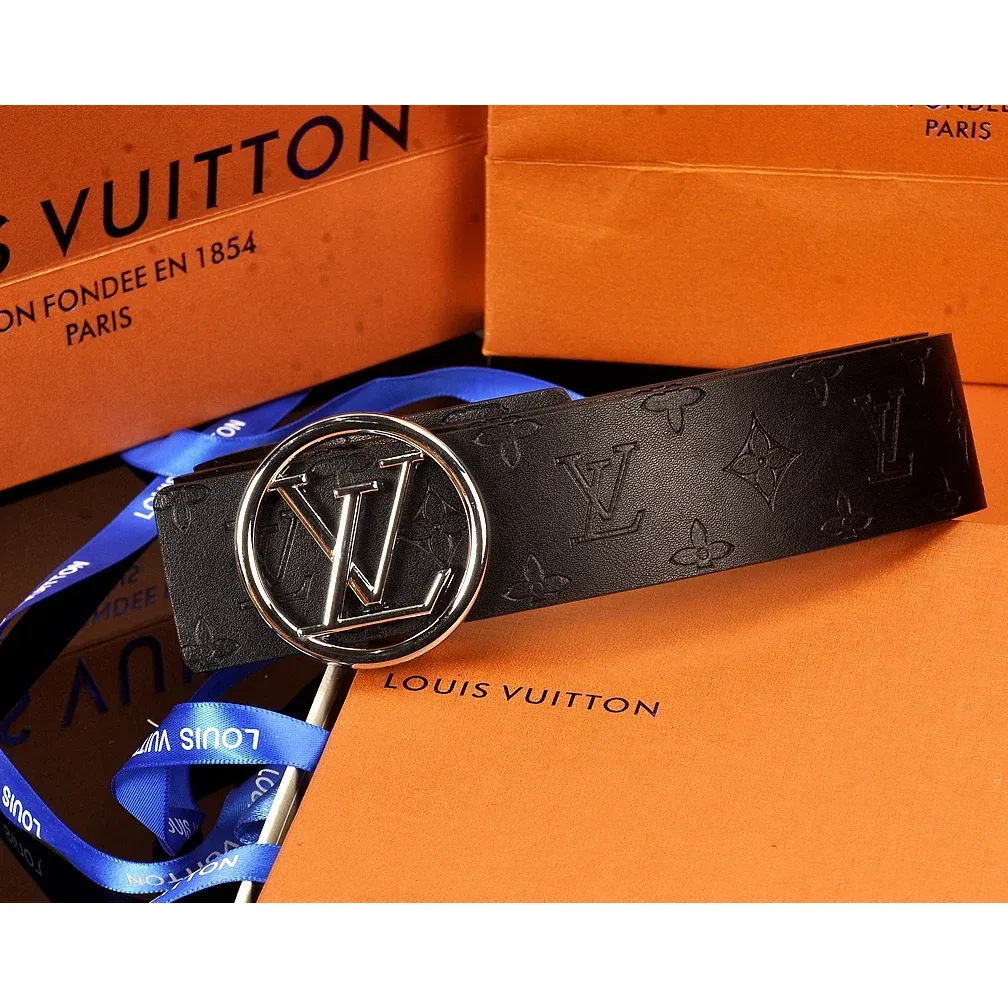 Louis Vuitton Monogram Belt Black Leather Accessory