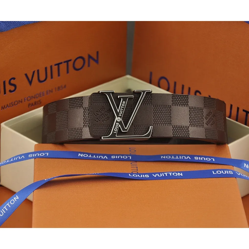 Louis Vuitton Damier Ebene Belt Brown Leather Accessory