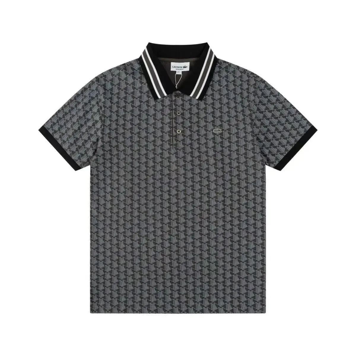 Lacoste Geometric Print Polo Shirt Black
