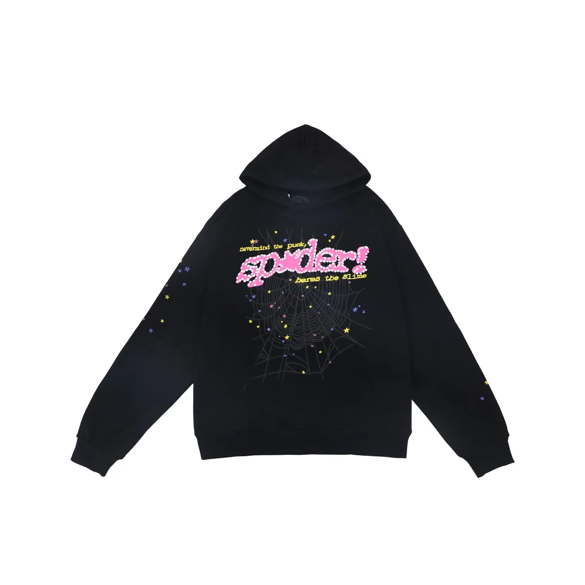 Black Spider Hoodie with Web Print Casual Sweatshirt