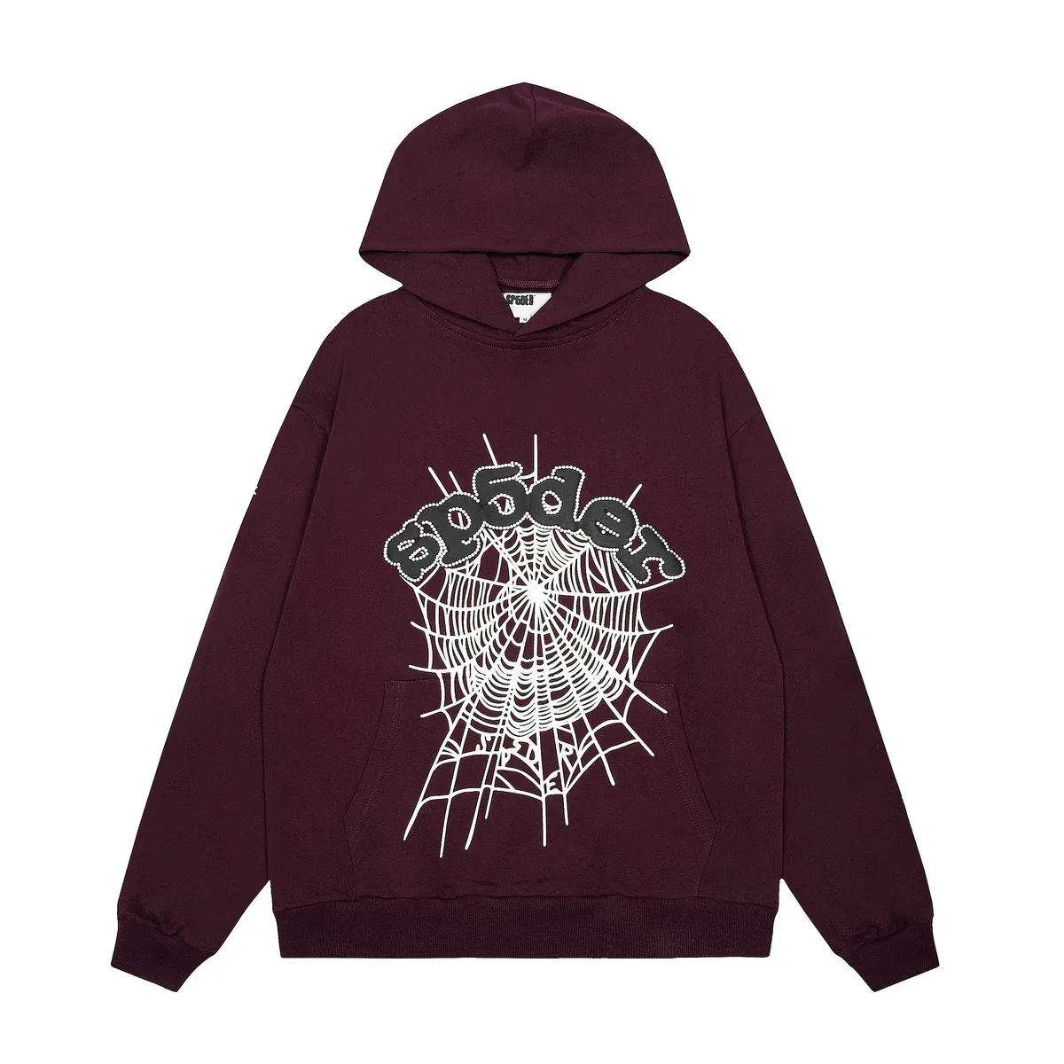 Unknown Brand Spider Web Graphic Hoodie Burgundy