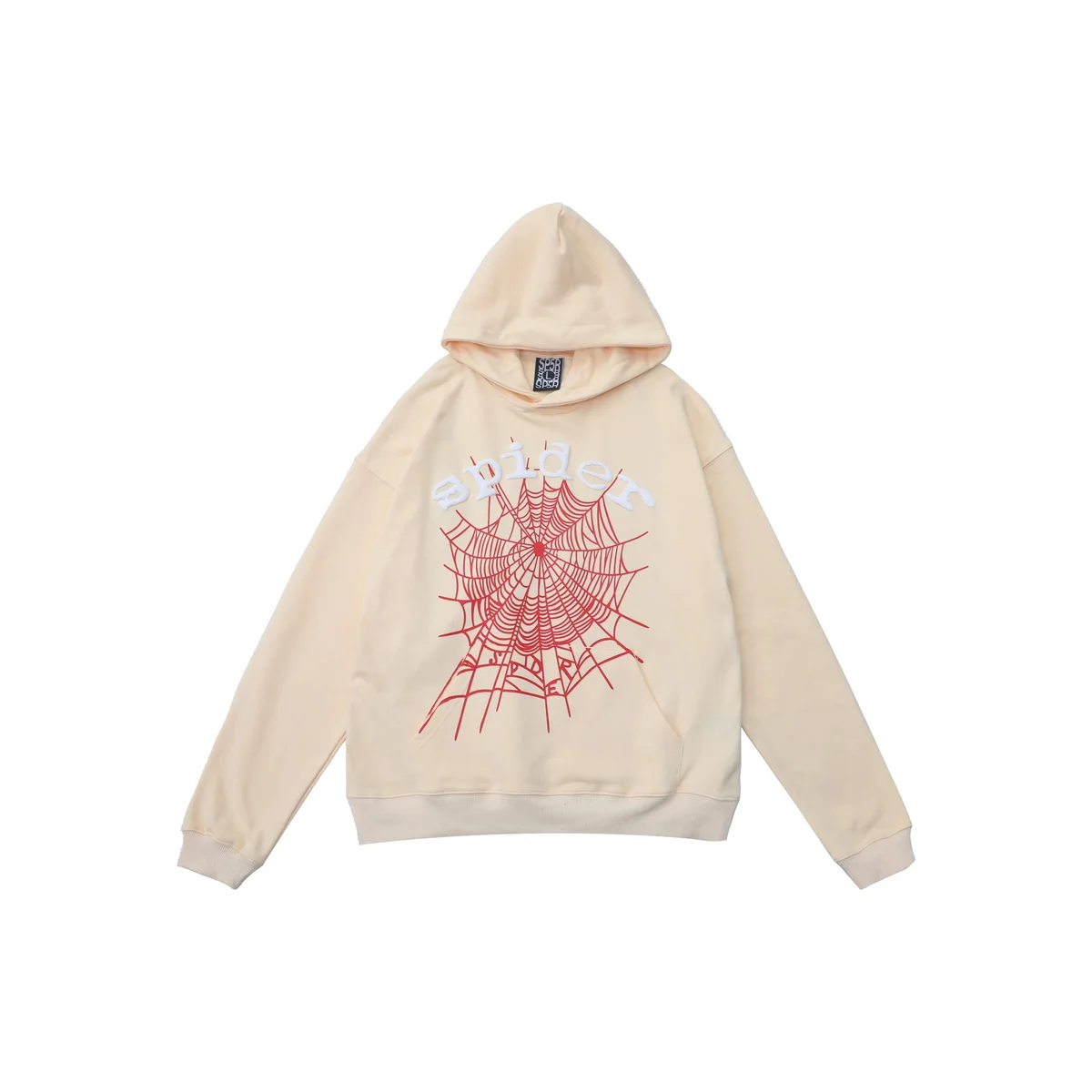 Spider Web Cream Hoodie Sweatshirt
