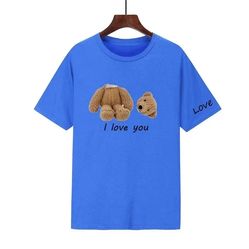Blue Bear Print T-Shirt Casual Top