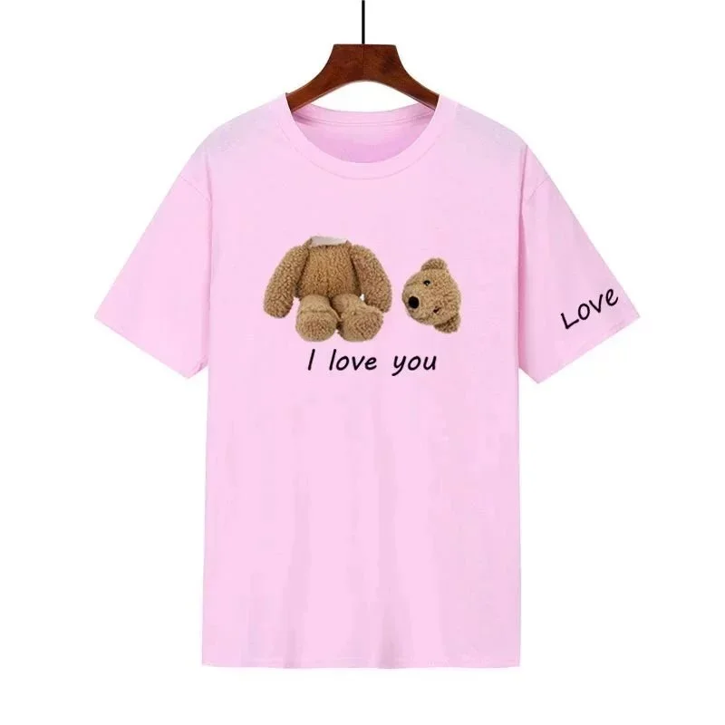 Pink Bear Print T-Shirt Casual