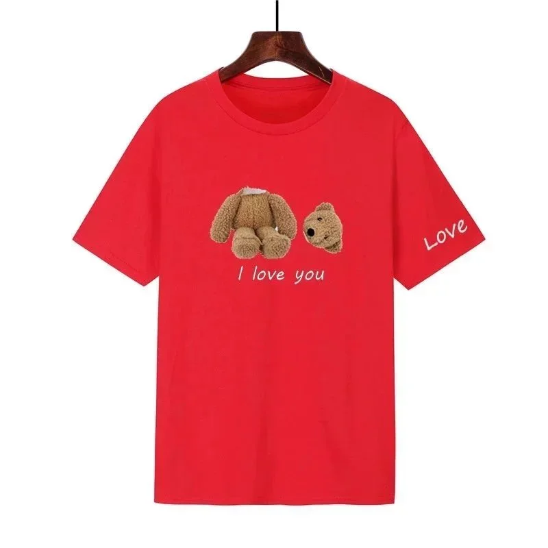 Red Bear Print T-Shirt Casual Top