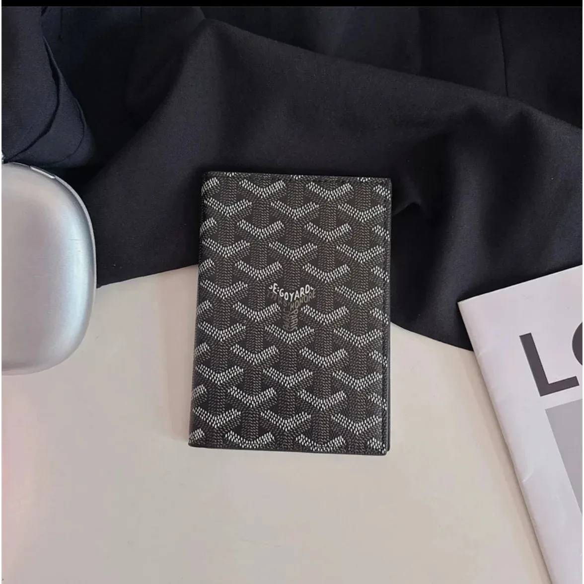 Goyard Goyardine Passport Holder Black