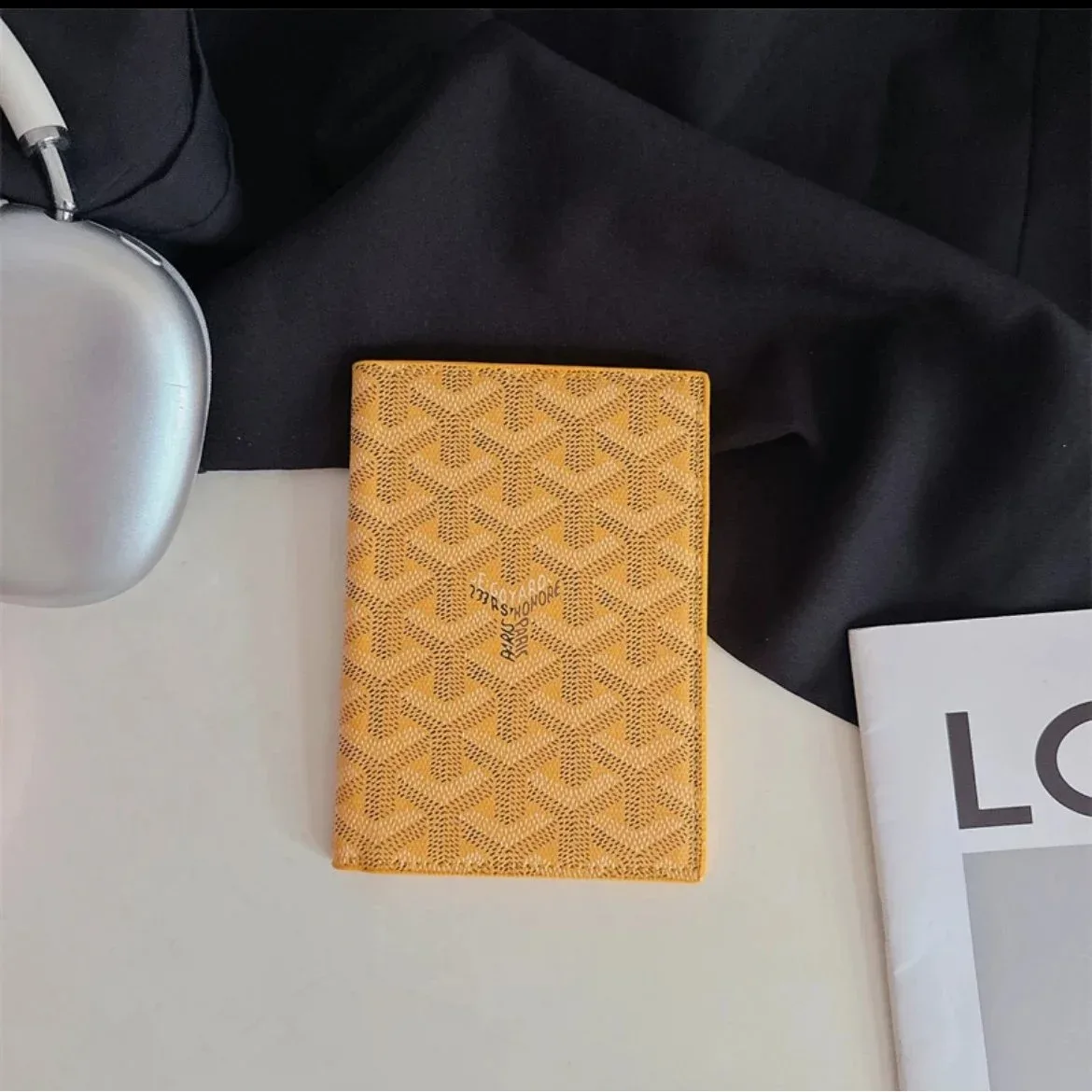 Goyard YARD Mustard Leather Passport Holder