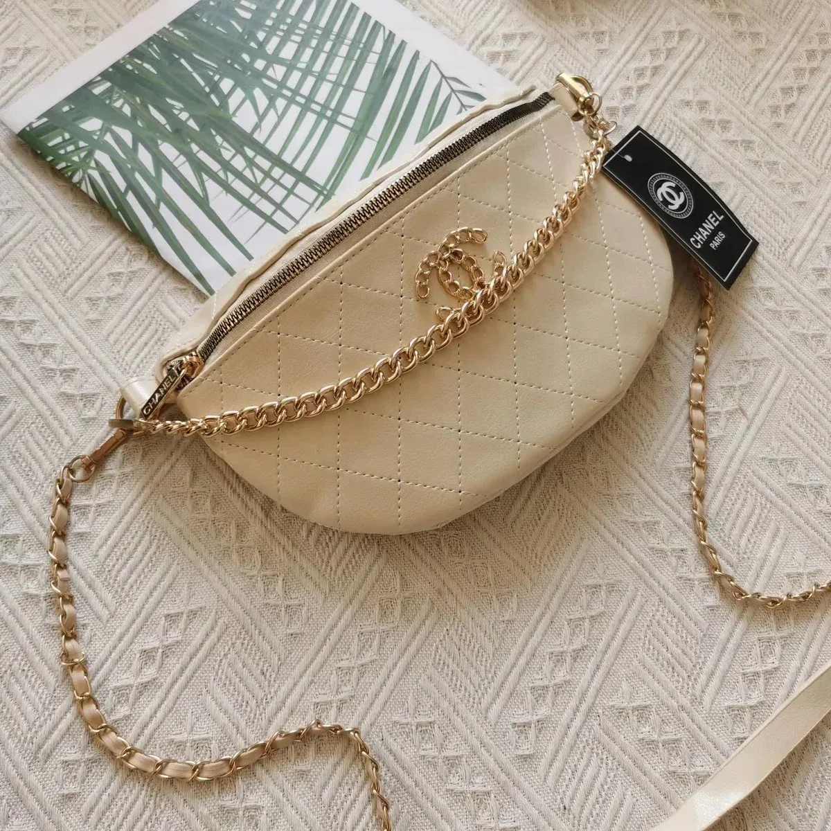 Chanel Classic Flap Beige Quilted Belt Bag