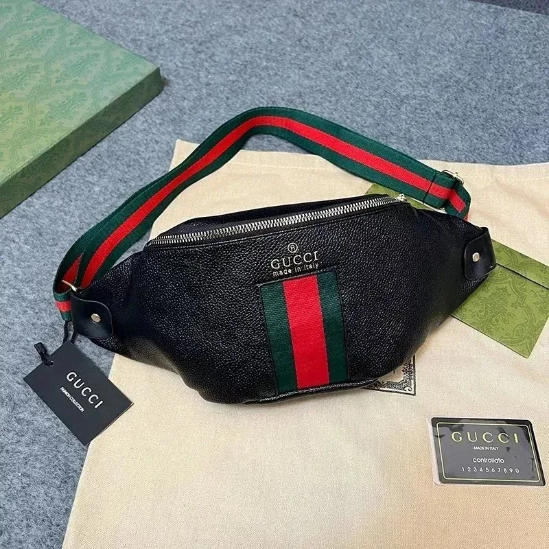 Gucci GG Supreme Black Leather Belt Bag
