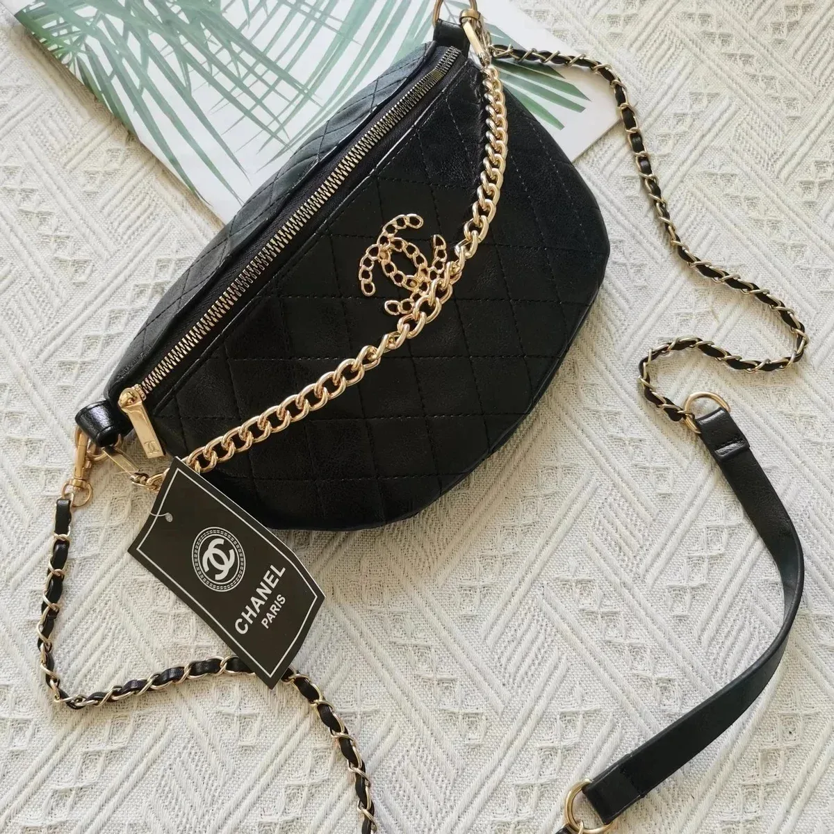 Chanel Classic Flap Black Quilted Belt Bag