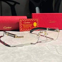 Cartier Soleil Blanc Gold Rimless Sunglasses