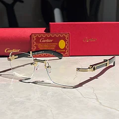 Cartier Soleil Blanc Gold Rimless Sunglasses
