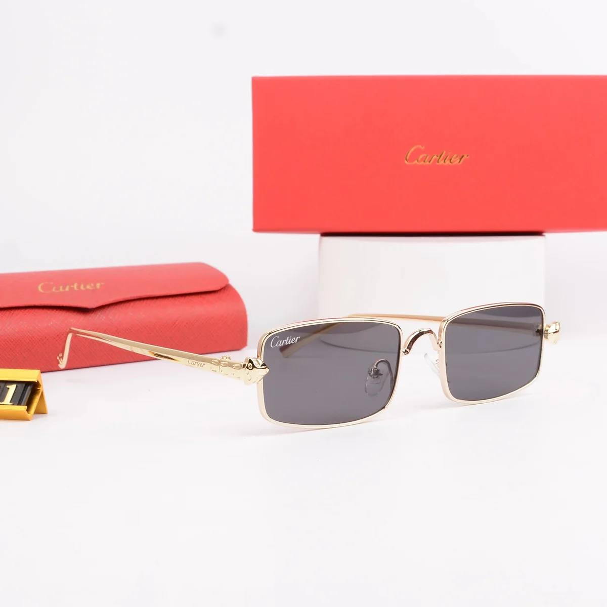 Cartier Soleil Blanc Gold Frame Grey Lens Sunglasses