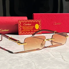 Cartier Soleil Blanc Gold Rimless Sunglasses