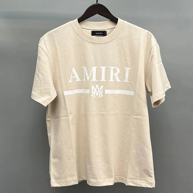 Amiri Beige White AM Logo T-Shirt