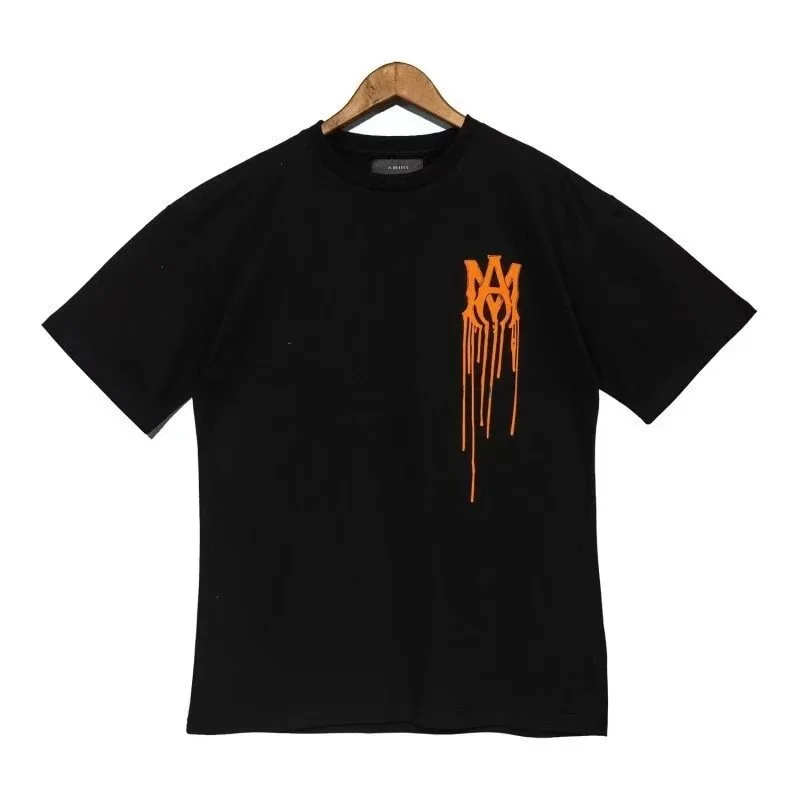 Amiri AMRI Black with Orange Drip Graphic T-Shirt