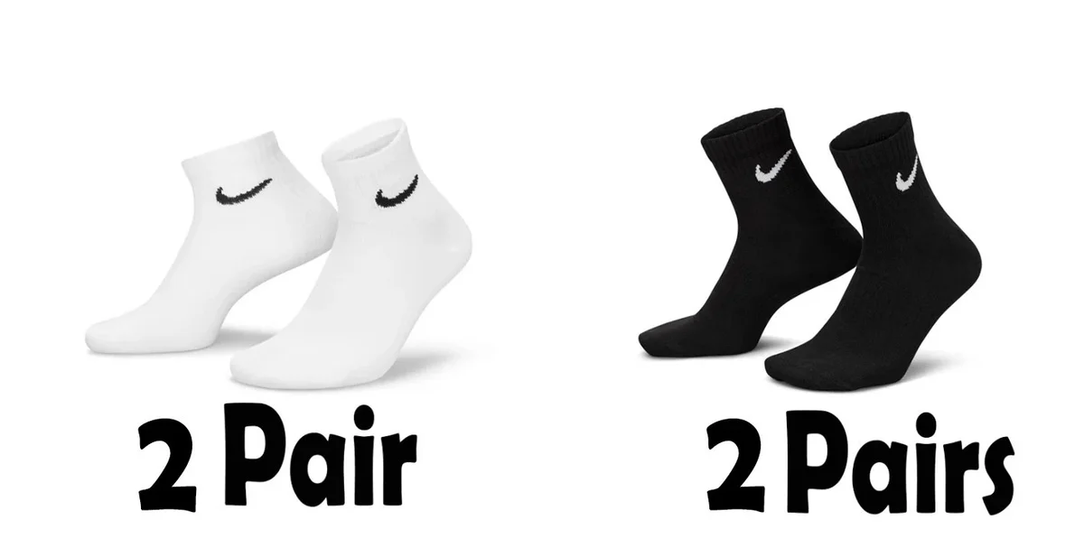 Nike 2-Pack Mid-Calf Socks Black/White