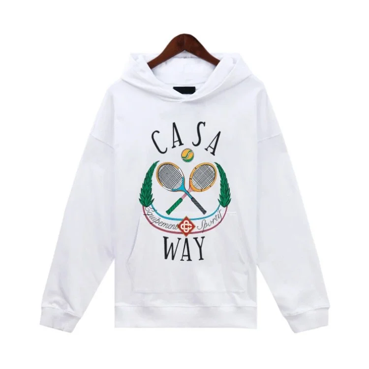 White Casa Way Tennis Print Hoodie