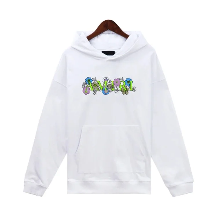 Amiri AMRI White Hoodie with Colorful Floral Print