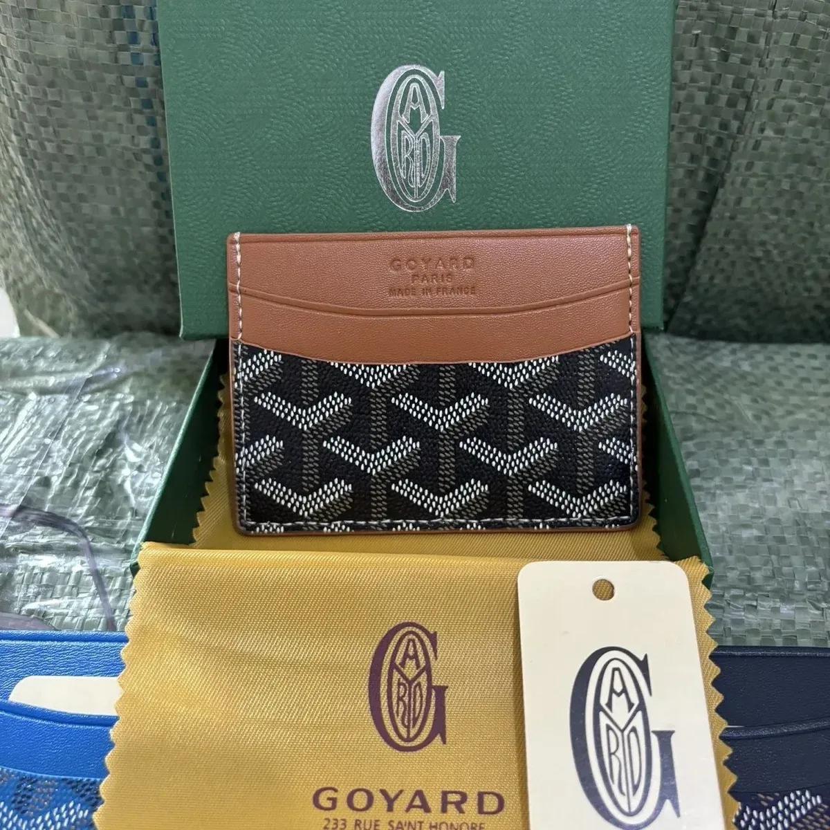 Goyard Goyardine Card Holder Black & Tan