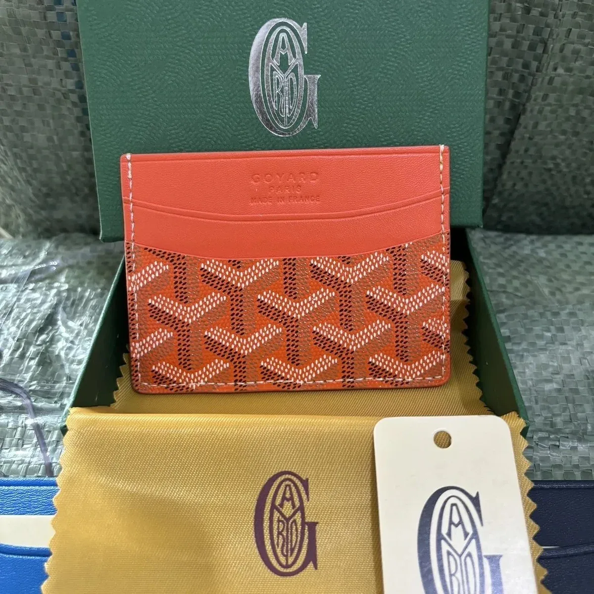 Goyard Orange Goyardine Card Holder