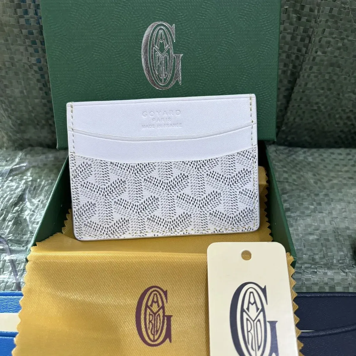 Goyard White Goyardine Card Holder