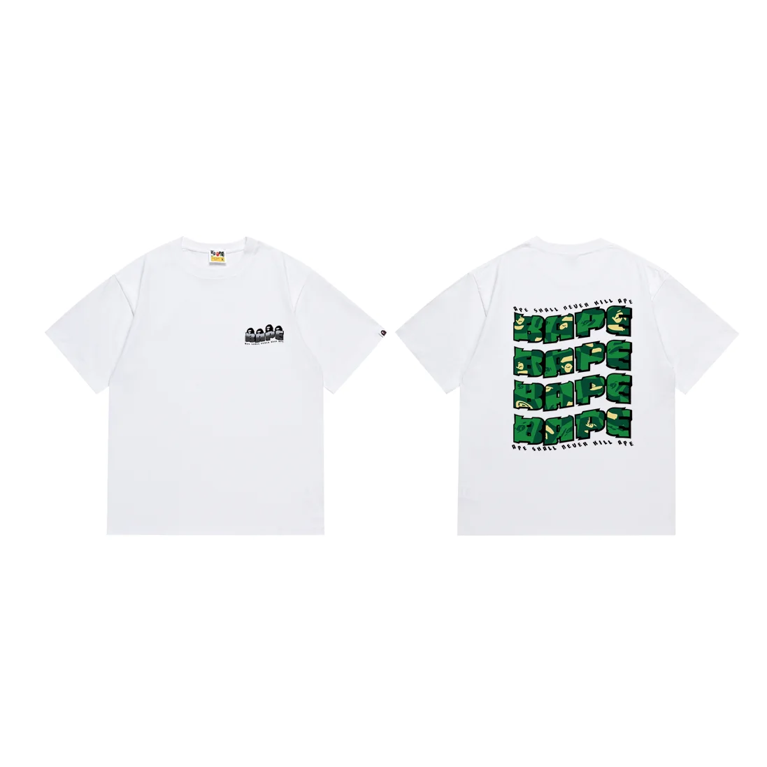 A Bathing Ape BAPE STA White Green Camo T-Shirt