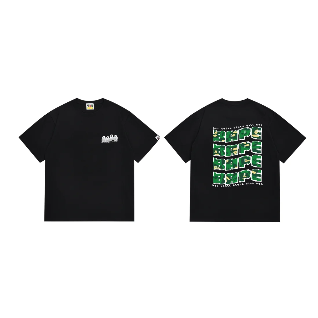 A Bathing Ape BAPE STA Black Green T-Shirt