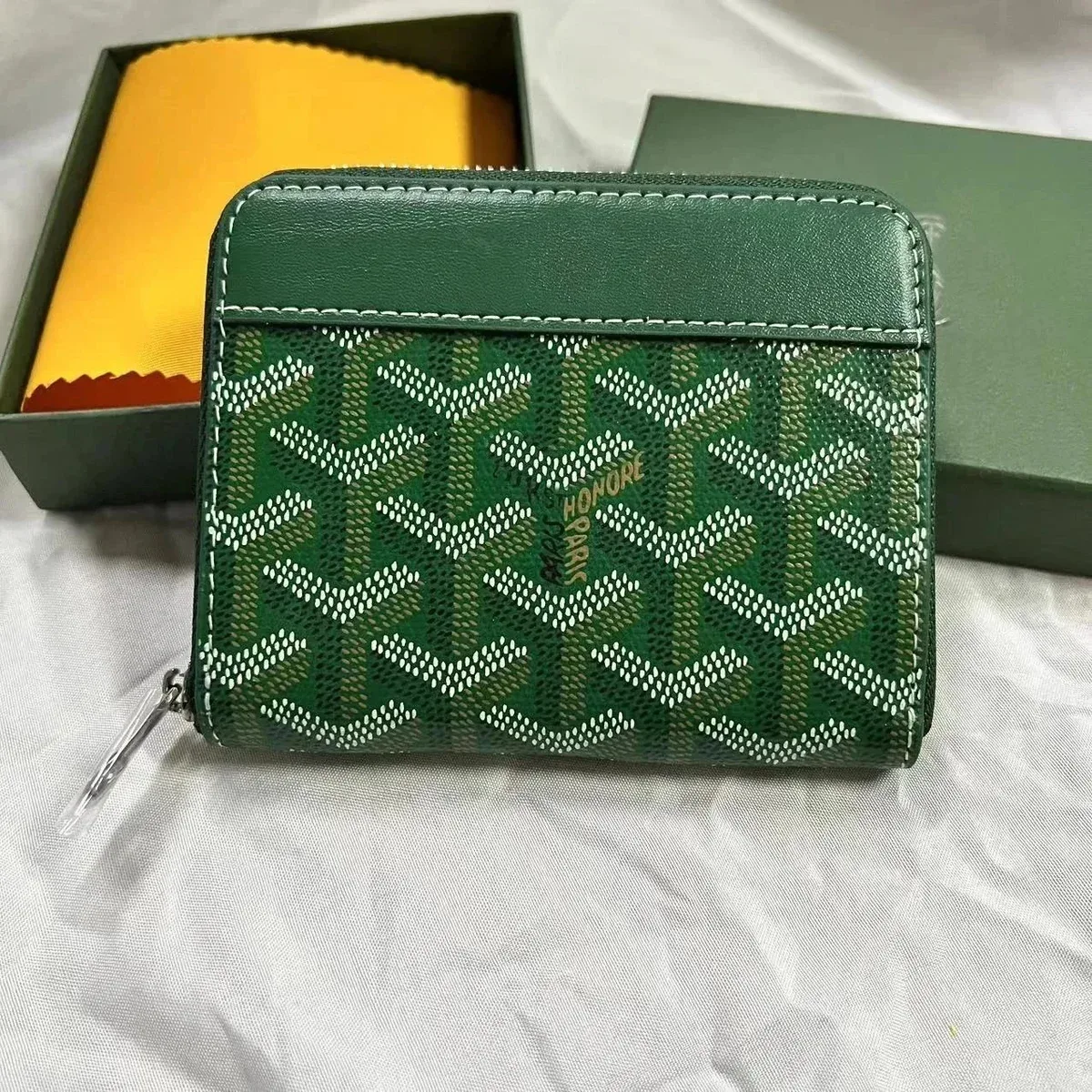 Goyard YARD Green Goyardine Zip Wallet