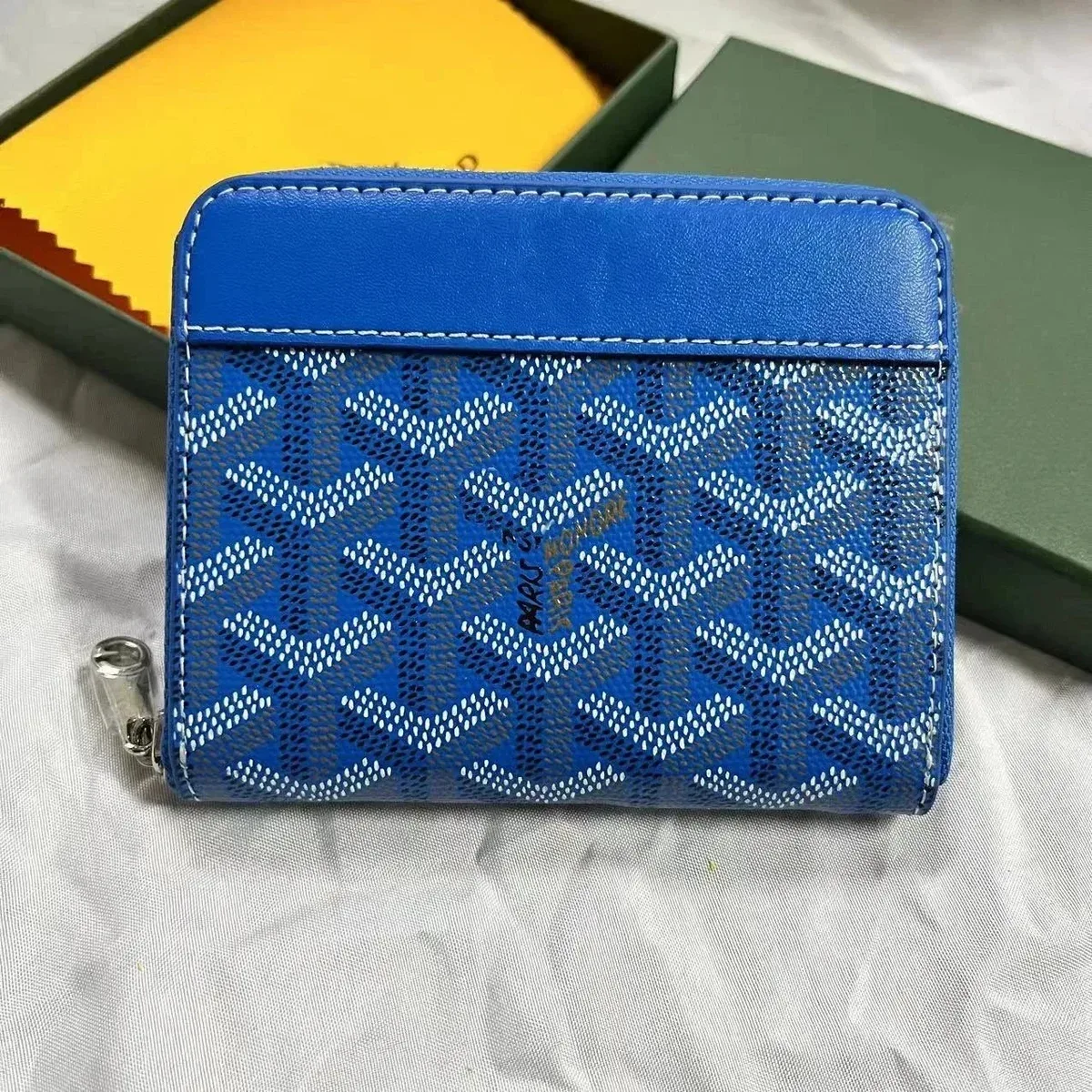 Goyard YARD Blue Goyardine Card Holder