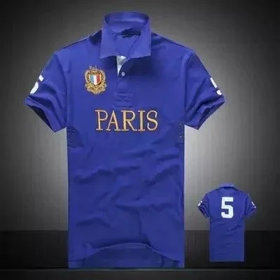 Blue Paris Polo Shirt Men's Short Sleeve