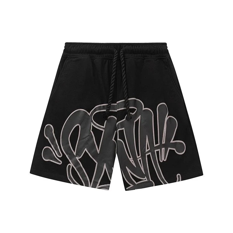 Black Graffiti Print Shorts