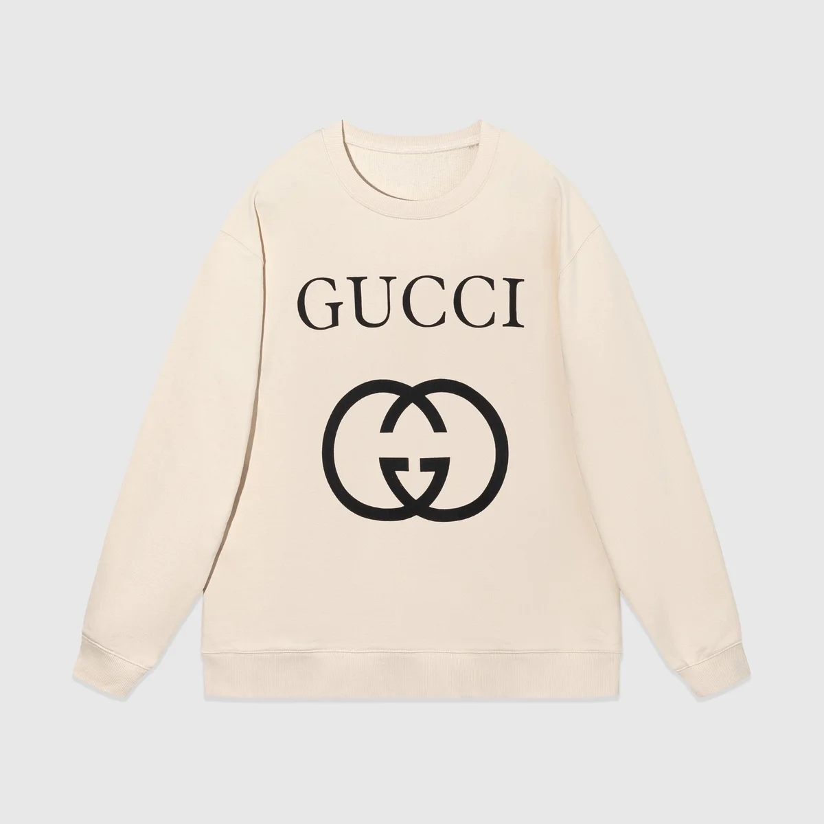Gucci GG Logo Cream Cotton Sweatshirt