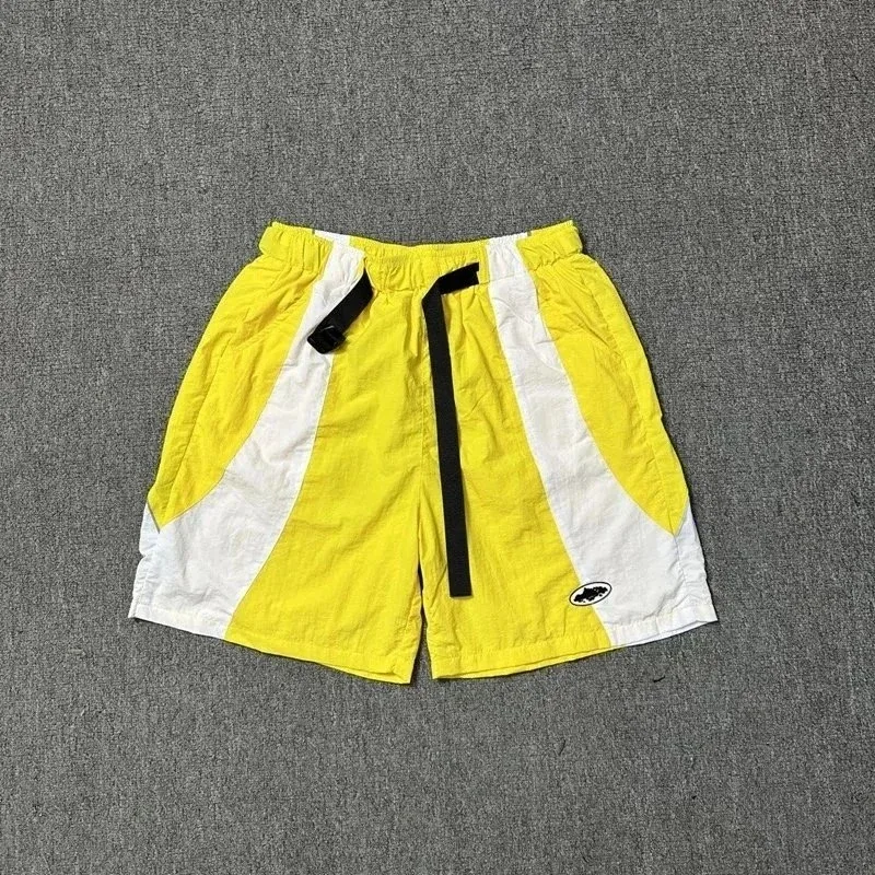Colorblock Bat Logo Shorts Yellow/White