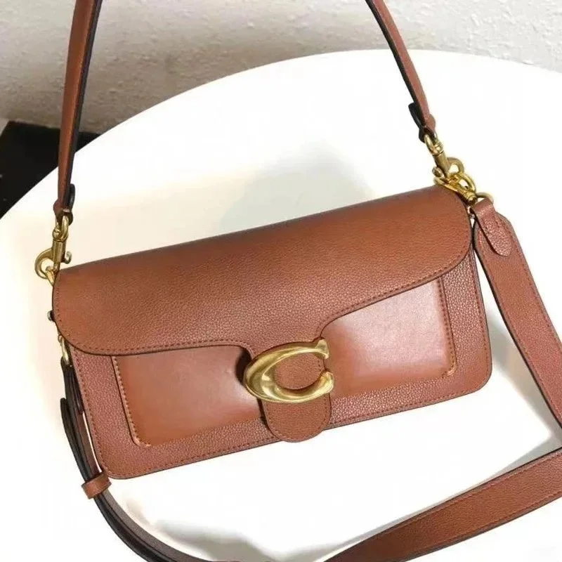 Coach Tabby Cuff Leather Shoulder Bag Camel