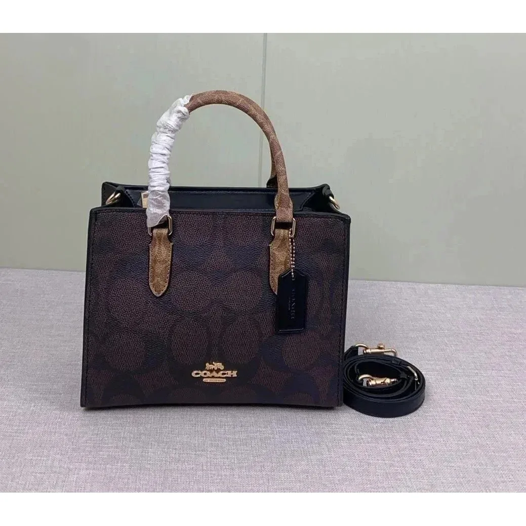 Coach Signature Mini Tote Brown Leather Handbag