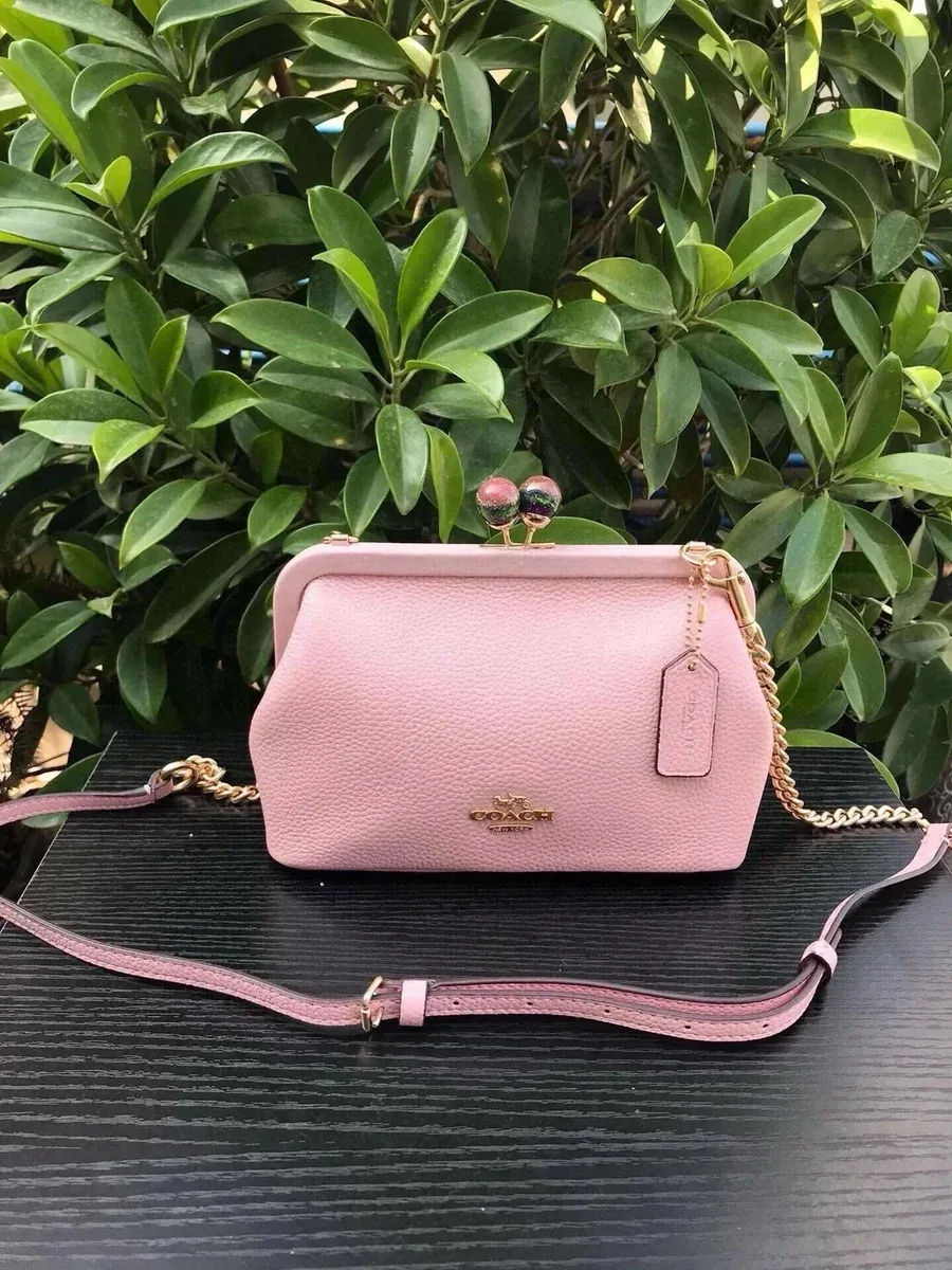 Coach Signature Pink Pebble Leather Crossbody Bag
