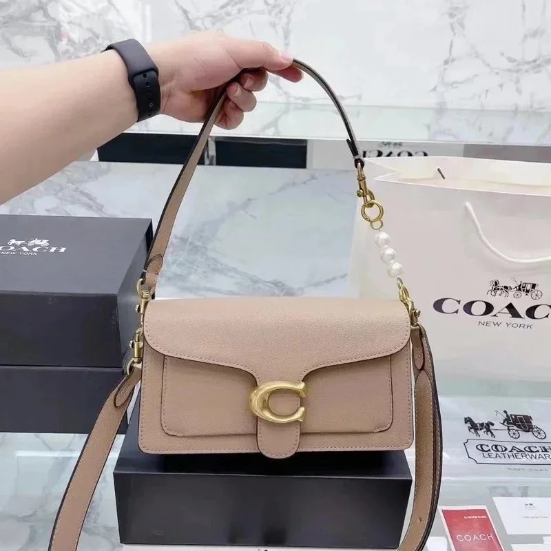 Coach Tabby Cuff Beige Leather Shoulder Bag