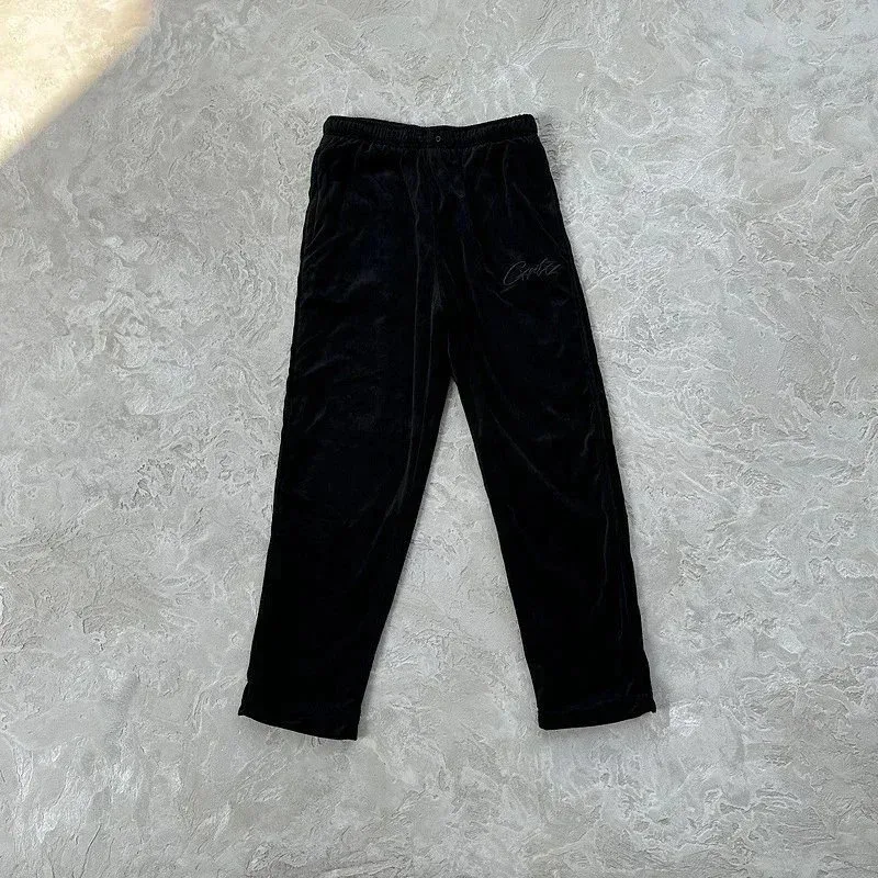 Black Velvet Track Pants