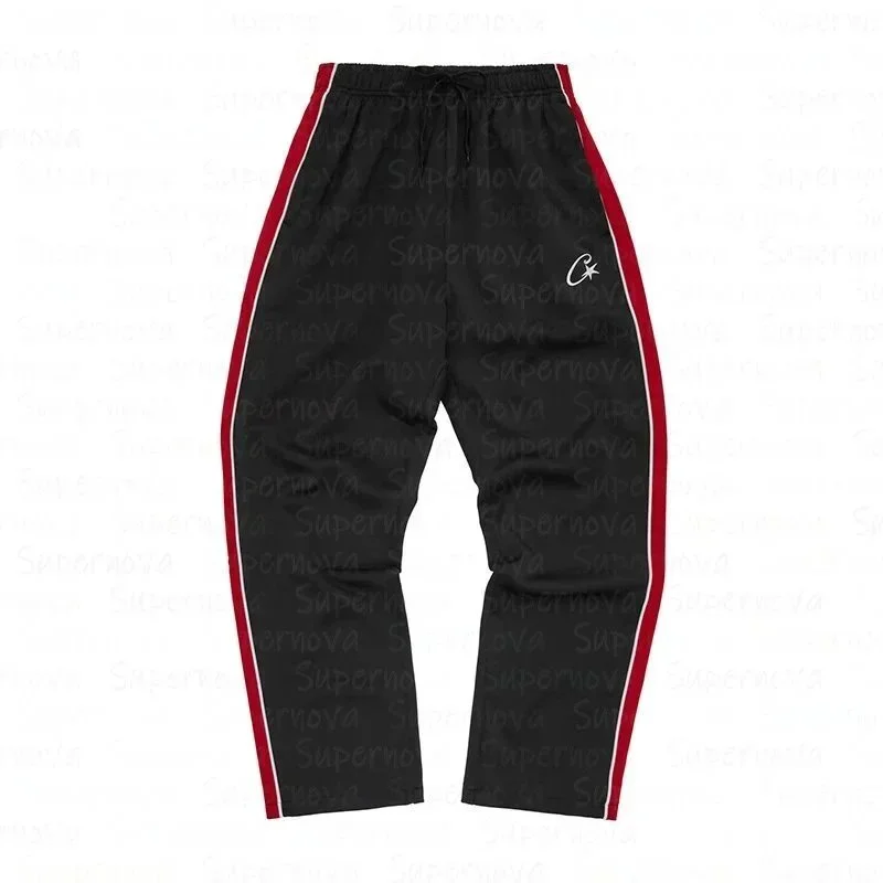 Black Red Side Stripe Track Pants