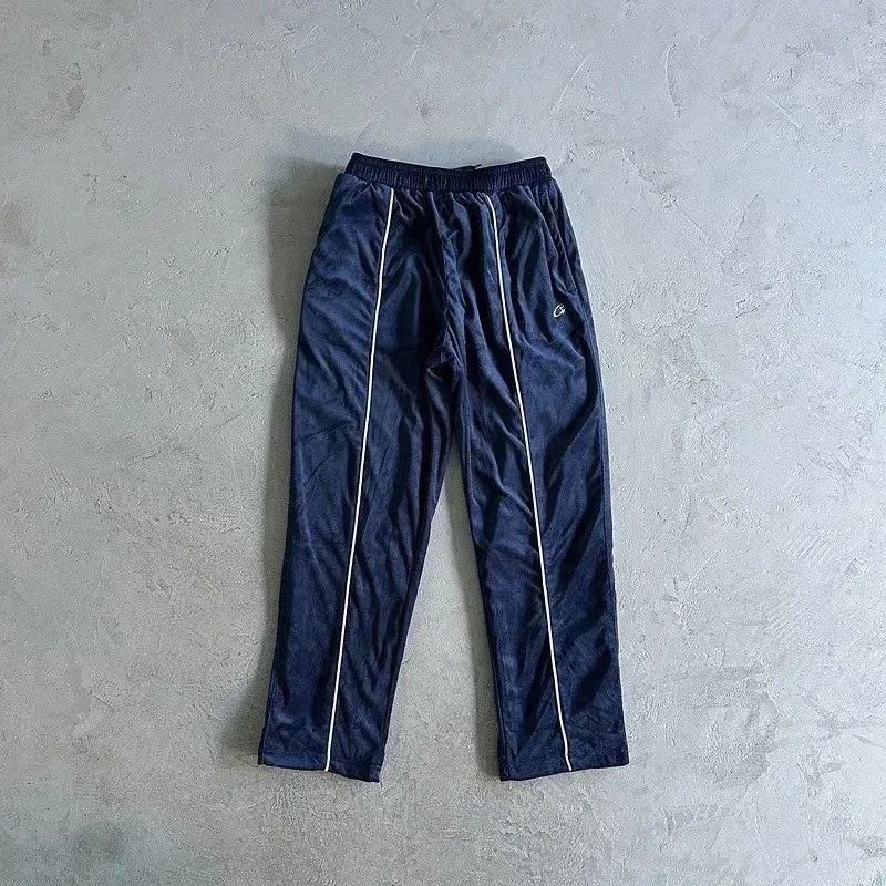 Navy Blue Track Pants with White Piping